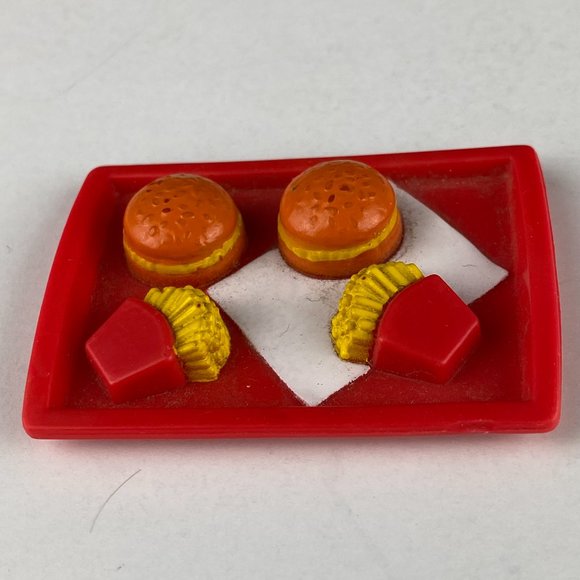 Barbie Red Meal Food Tray Hamburgers & Fries Pretend Play Accessory Kids Playset - Picture 3 of 7